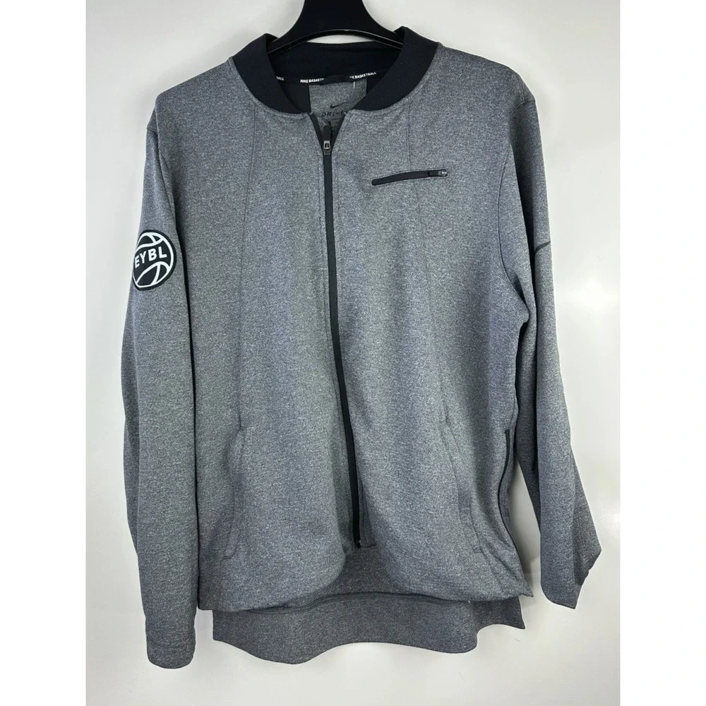 Nike Basketball EYBL Patch Hyper Elite Showtime Jacket Gray Zip Mens XL *Flawed